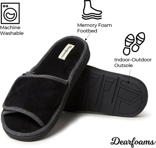 Miniatura 4 de Dearfoams Pantuflas de rizo de espuma viscoelástica ajustables para hombre y exterior