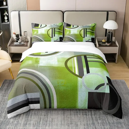 Miniatura 14 de Erosebridal Juego de ropa de cama de 100 % algodón a cuadros para niños y niñas, funda de edredón a cuadros, funda de edredón moderna geométrica