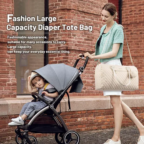 Miniatura 3 de LOVEVOOK - Bolso de pañales con estuche para chupete y cambiador, bolso grande de maternidad para hospital y viajes de fin de semana, bolso