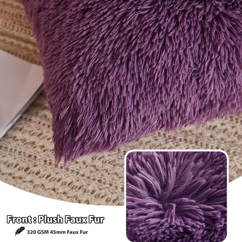 Miniatura 3 de LIFEREVO Paquete de 2 fundas de almohada de piel sintética esponjosa, fundas de almohada de 18 x 18 pulgadas, fundas de cojín decorativo, fundas