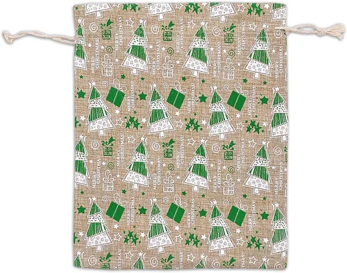 Miniatura 33 de 48 paquetes de 3x4 bolsas de regalo reutilizables de yute y arpillera con cordones (Feliz Navidad, X-Pequeño) - para regalos, favores de fiesta