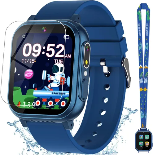 Miniatura 11 de Reloj inteligente impermeable para niños, niñas, juguetes para niñas de 6 a 8 años, reloj para niños con 32 juegos, cámara dual, pantalla táctil HD