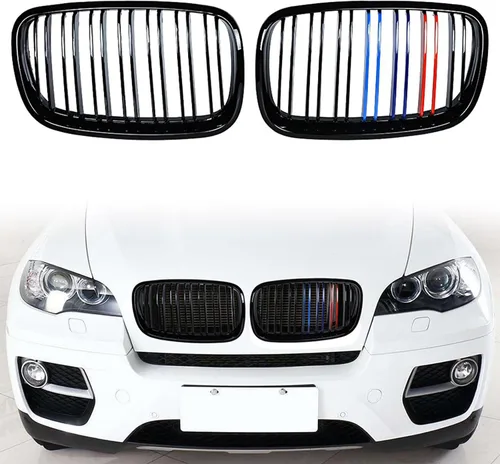 X5 E70 - Rejilla de riñón de color negro brillante M para BMW X5 E70 X6 E71 2007-2014 (láminas dobles de color M)