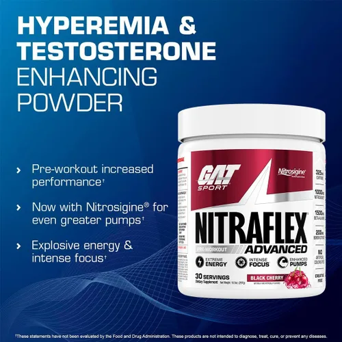 Miniatura 2 de GAT SPORT Nitraflex Advanced - Polvo para antes del entrenamiento, aumenta el flujo sanguíneo, aumenta la fuerza y la energía, mejora el rendimiento