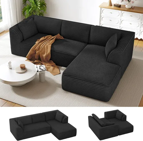 Miniatura 15 de Vesgantti 106" Boneless Couch with Chaise, U Shaped Deep Seat Comfy Cloud Modular Sofa Chenille Memory Foam Sectional Couches for Living Room