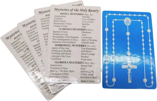 Miniatura 3 de Westmon Works Mysteries of the Rosary - Paquete de 5 tarjetas de oración a granel laminadas en relieve de bolsillo o cartera católica, paquete