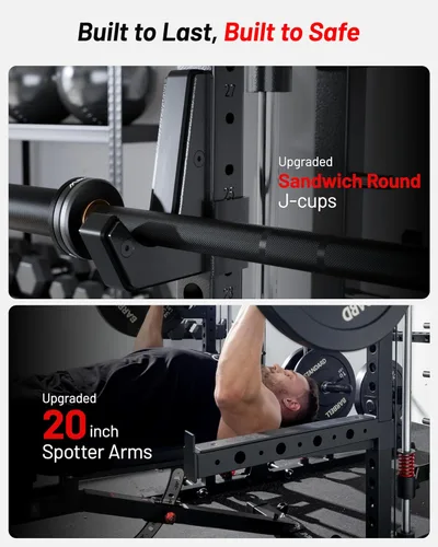 Miniatura 4 de Mikolo M4 2.0 Standard/Ultra/Elite Smith Machine, estante para sentadillas de 2200 libras con sistema LAT-Pull Down y máquina cruzada de cables