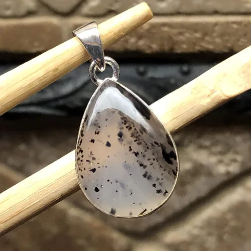 Miniatura 4 de Natural Montana Moss Agate 925 Sterling Silver Scenic Pendant 30mm