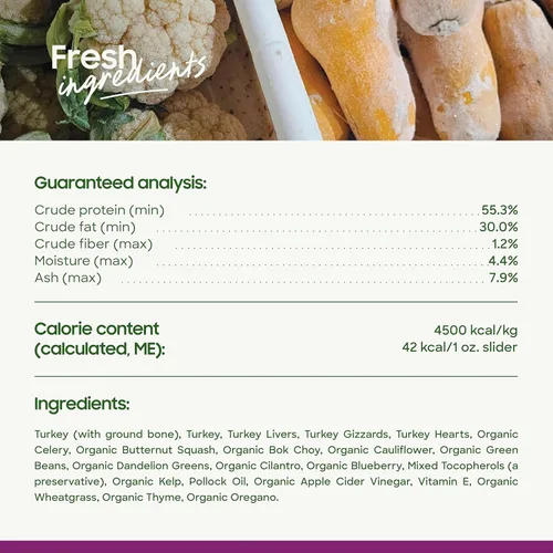 Miniatura 7 de smallbatch Pets - Alimento crudo liofilizado para perros, receta de pavo, 25 onzas, alimento orgánico para perros con alto contenido de proteínas