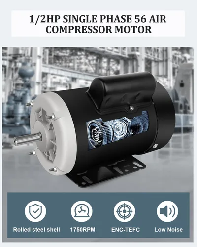 Miniatura 3 de Motor eléctrico, 1/2HP Motor de servicio agrícola, Motor monofásico 1750RPM 115/230V 56 Marco 5/8 "Diámetro del eje 60HZ 4Pole TEFC CW/CCW