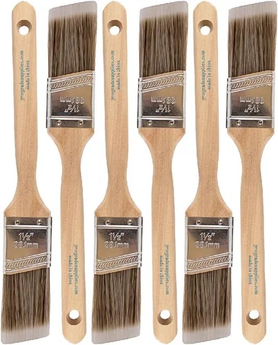 Vermeer Pinceles de pintura, paquete de 6, pinceles de banda angular de 1.5 pulgadas para todas las pinturas y manchas de látex, óleo, mejoras para