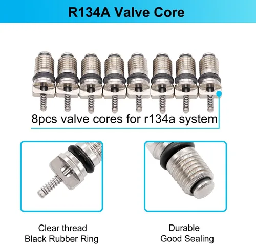 Miniatura 5 de TWTADE Kit de núcleo de válvula de aire acondicionado para automóvil, A/C R12 R134a, núcleos de vástago de válvula Schrader de refrigeración