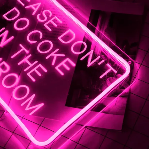 Miniatura 8 de Planzo Letrero de neón LED rosa con texto en inglés «Please Don't Do Coke In The Bath» para el hogar, dormitorio, baño, sala de juegos, bar, tienda