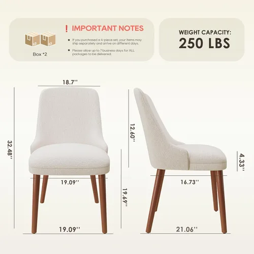 Miniatura 2 de MALOL Juego de 4 sillas de comedor tapizadas con patas de madera, sillas de cocina acolchadas con respaldo alto para comedor, restaurante y Beige-New