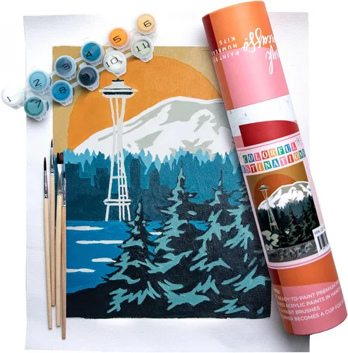 Miniatura 10 de Pink Picasso Kits de pintura de destinos coloridos por números para adultos y adolescentes Kits únicos de pintura de lienzo para bricolaje Kit