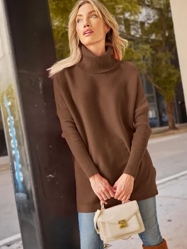 Miniatura 3 de LILLUSORY Women's Turtleneck Oversized Sweaters 2023 Fall Long Batwing Sleeve Spilt Hem Tunic Pullover Sweater Knit Tops