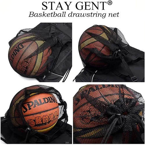 Miniatura 5 de STAY GENT - Mochila con cordón de baloncesto para niños, mochila de fútbol plegable, bolsa de gimnasio, mochila deportiva con bolsa de malla