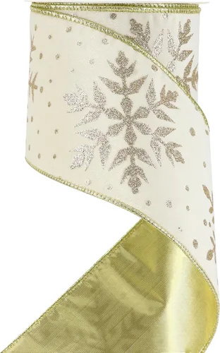 Miniatura 10 de HUIHUANG Cinta con alambre con purpurina de copo de nieve, cinta de copo de nieve azul y blanca para árbol de Navidad, 2-1/2 pulgadas x 25 yardas