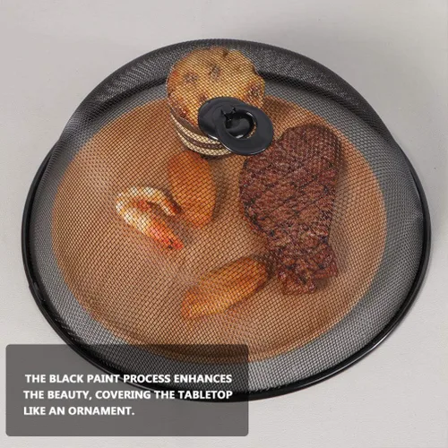 Miniatura 4 de Hemoton Cubierta de acero inoxidable para alimentos de 13.77 pulgadas, cubierta protectora de cúpula de malla