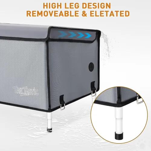 Miniatura 4 de Casa para gatos al aire libre elevada, casa para gatos salvajes aislada al aire libre para invierno, cama para gatos impermeable con almohadón