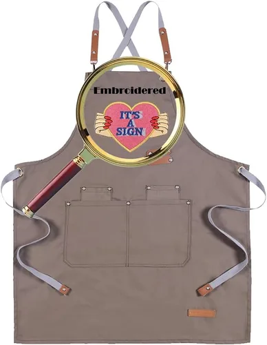 Miniatura 10 de Delantal de chef personalizado con espalda cruzada con correas ajustables, lona bordada e impresión