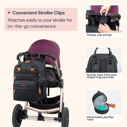 Miniatura 7 de BabbleRoo Pañalera Mochila para pañales de bebé - Bolso de viaje con artículos esenciales para bebés - Mochila multifuncional resistente al agua