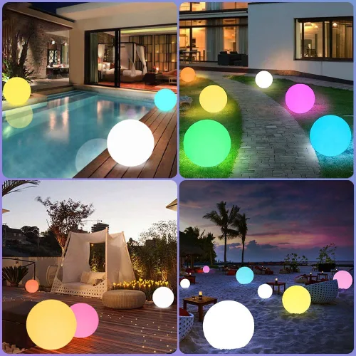 Miniatura 4 de Luz solar de bola brillante de 12 pulgadas para exteriores, luz solar de globo de jardín con control remoto, RGB impermeable que cambia