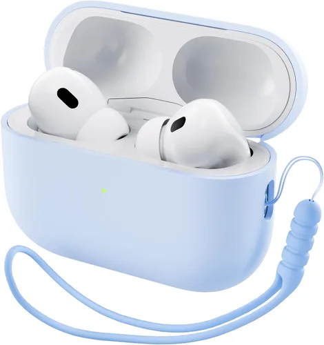 ORNARTO Funda compatible con AirPods Pro 2 2022, silicona híbrida protectora completa para AirPods Pro de 2ª generación, cubierta frontal LED Azul