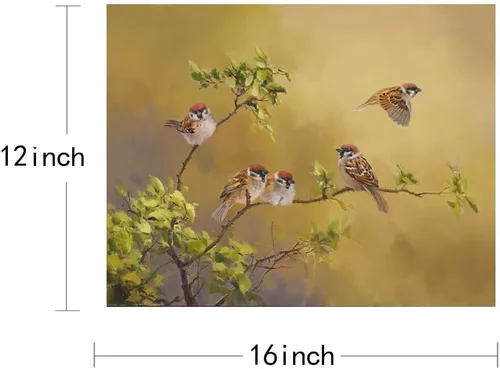 Miniatura 5 de Sparrow Pictures Decoración de Pared Arte de Pared de Pájaros de Granja Cuadros de Pájaros Amarillos Pintura Tradicional China Impresión en Lienzo