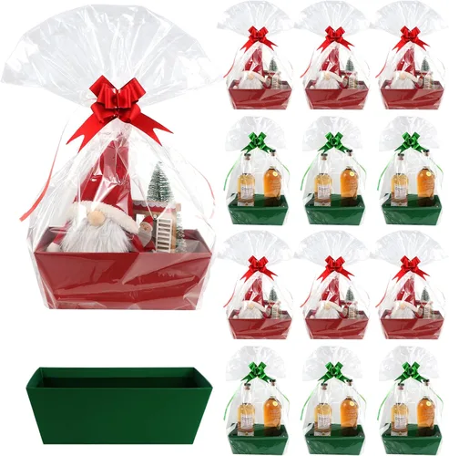 Miniatura 8 de Kolewo4ever 36 Piezas 12 Paquetes Juego de Cestas de Regalo de Navidad 8x10'' Cestas de Regalos Vacías para Llenar con Cesta Vacía, Bolsas de Cesta