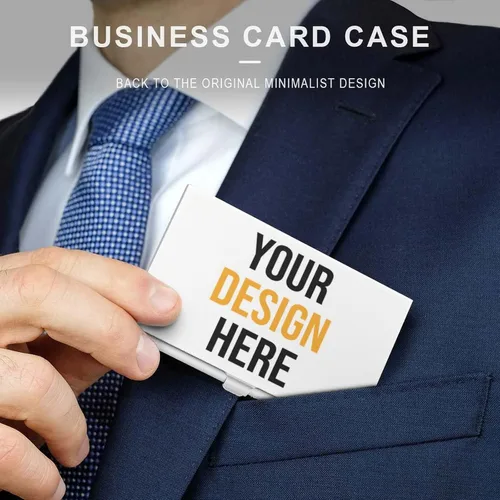 Miniatura 3 de Funda personalizada para tarjetas de presentación, diseño personalizado para añadir texto/imagen/logotipo, tarjetero de aluminio delgado