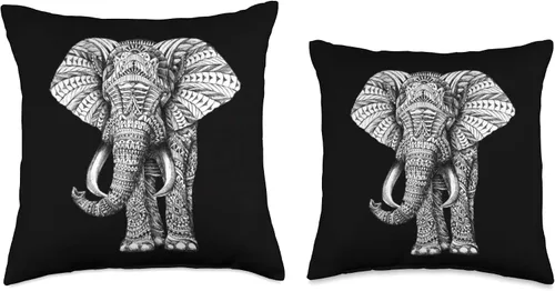 Miniatura 3 de Elephant DD Co - Almohada decorativa de elefante blanco y negro, 16.0 x 16.0 in, multicolor