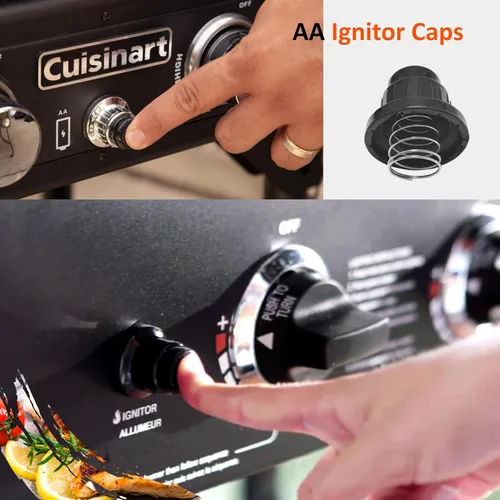 Miniatura 3 de Botón de encendido negro con resorte de repuesto para parrilla de gas Blackstone de 36 pulgadas y 28 pulgadas, tapa de interruptor de encendido