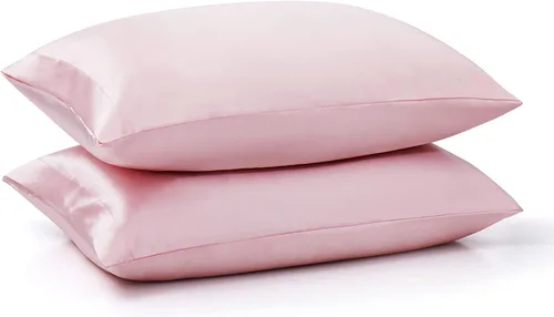 Miniatura 16 de Ersmak Juego de 2 fundas de almohada de satén estándar, ultra suaves y sedosas para cabello y piel, resistentes a las arrugas a la decoloración