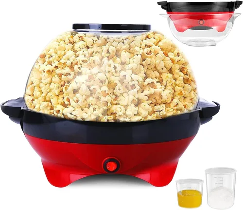 TLGREEN Máquina de palomitas de maíz de 6 cuartos - 24 tazas, máquina de palomitas de maíz Stir Crazy, máquina eléctrica de palomitas de maíz con
