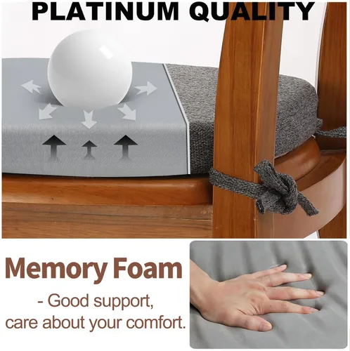 Miniatura 3 de SINOSSO Paquete de 6 cojines de espuma viscoelástica para sillas de comedor, tela tejida amigable de 16 pulgadas en forma de U, cómodas almohadillas