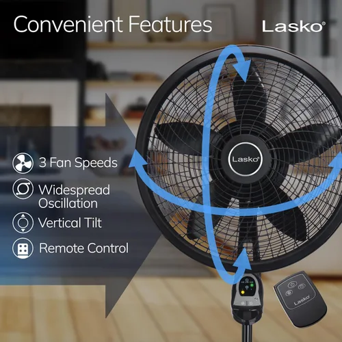 Miniatura 3 de Ventilador con 3 velocidades Lasko 18 pulgadas eficiente de la energía Swirling Cyclone Grill Pedestal control remoto incluido gratis