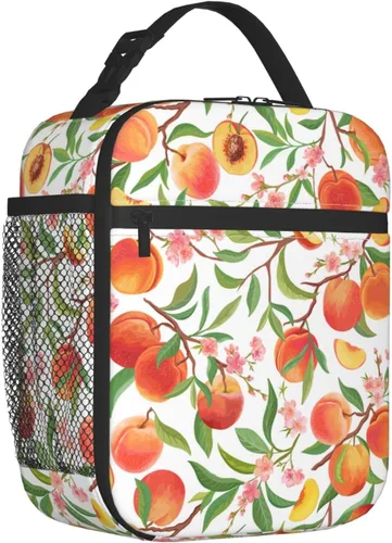 Miniatura 2 de Lonchera de durazno para adultos, niños, mujeres, hombres, bolsa de almuerzo de frutas, bolsa enfriadora, reutilizable, aislada, bolsa de almuerzo