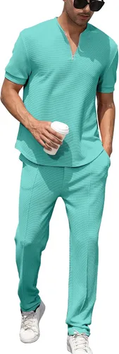 Miniatura 114 de FZNHQL Conjunto deportivo de moda para hombre, 2 piezas, casual, atlético, para correr, manga corta/larga, conjunto para hombre