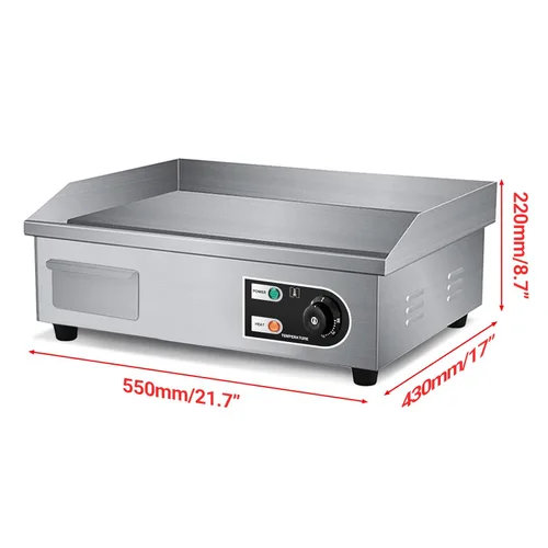Miniatura 4 de Plancha Eléctrica de Encimera de 22" 1600W 110V Antiadherente Comercial para Restaurante Teppanyaki con Control de Temperatura Ajustable de Acero