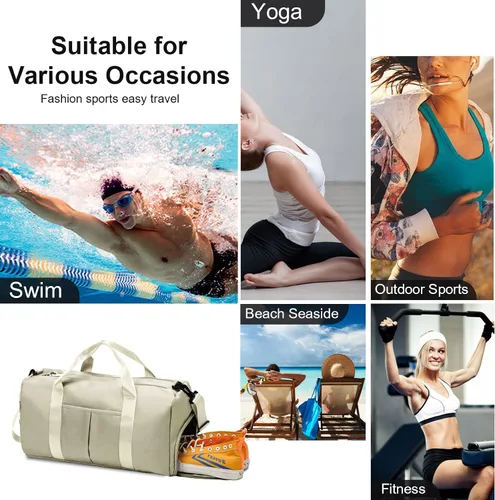Miniatura 7 de ZGWJ Bolsa de viaje con relleno de hombro, impermeable, para mujeres y hombres, para natación, deportes, viajes, gimnasio, bolsa plegable