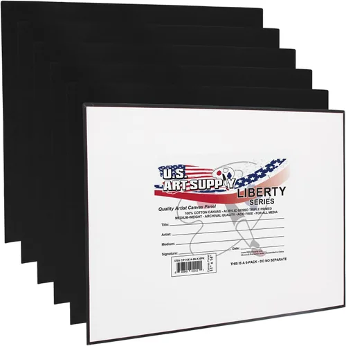 Miniatura 8 de U.S. Art Supply Paneles de lienzo de arte negro de 8 x 8 pulgadas, paquete de 6 unidades, lienzos de algodón pesado de 8 onzas sin ácidos
