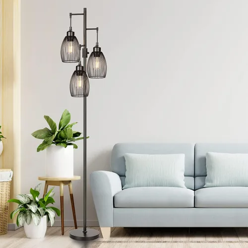 Miniatura 7 de Lámpara de pie regulable de 68'', 3 bombillas LED Edison de 800LM incluidas, lámparas de pie industriales para sala de estar, lámparas altas