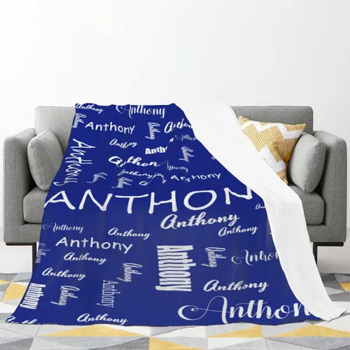 Miniatura 2 de Manta de bebé azul personalizada con nombre para niño, manta de bebé personalizada con nombre que recibe manta floral para bebés, recién nacidos