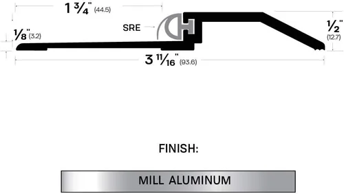 Miniatura 2 de Molino aluminio alto umbral/silla de montar con extrusión de goma sólida (3465MA), FH #10 x 1-1/2 '' suministrado, (3-11/16'' W x 1/2'' H x 48'' L)