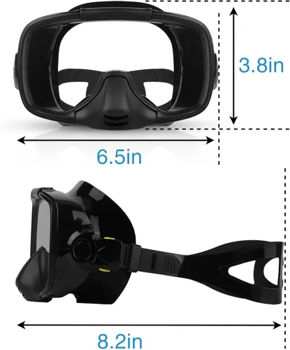 Miniatura 6 de Máscara de buceo con válvula de drenaje de visión amplia, adecuada para adultos, buceo antivaho, botón lateral ajustable rápido, buceo libre