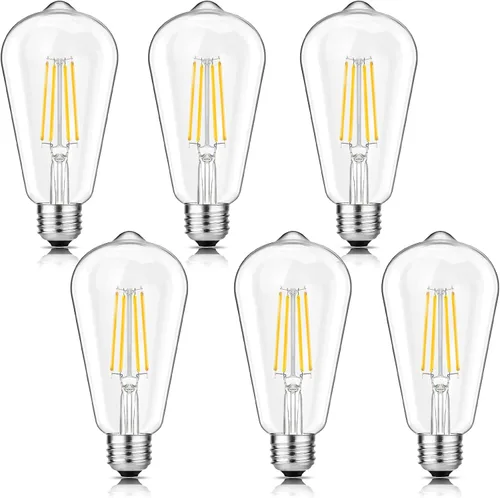 Miniatura 13 de Svater – Bombillas LED vintage con diseño Edison, 6 vatios equivalentes a 60 vatios, luz blanca neutra de alta luminosidad 4000K, bombillas