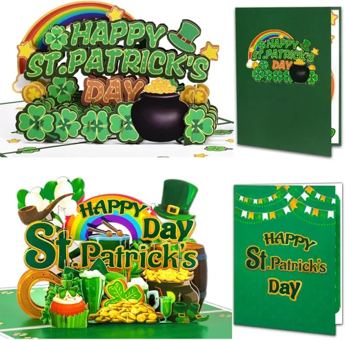 GREETING ART Paquete de 2 tarjetas del día de San Patricio para inspiración, tarjetas de agradecimiento a los empleados, tarjeta de feliz día de San
