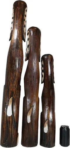 Miniatura 7 de Ebros Gift Balikraft - Juego de 3 figuras decorativas de madera tallada a mano, grandes orejas de polkadot, perro canino, familia, 38.5 pulgadas
