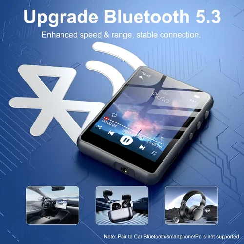 Miniatura 3 de SWOFY Reproductor MP3 de 128 GB con Bluetooth 5.4, reproductor de música M4 con pantalla táctil de 2.4 pulgadas, sonido HiFi portátil sin pérdidas
